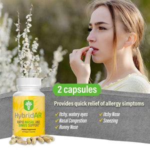 
            
                Load image into Gallery viewer, HybridAR Rapid Nasal &amp;amp; Sinus Support – All-Natural Pharmacist Formulated to Support Seasonal Allergies - Gluten-Free, Non-GMO, Vegan
            
        